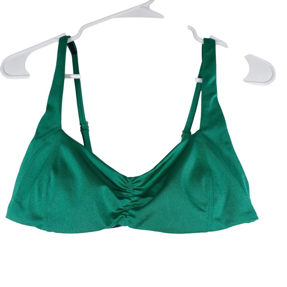 NWOT Sample Andie Swim Women's Nadi Bikini Top Small Satin Green Ruched 2882-V